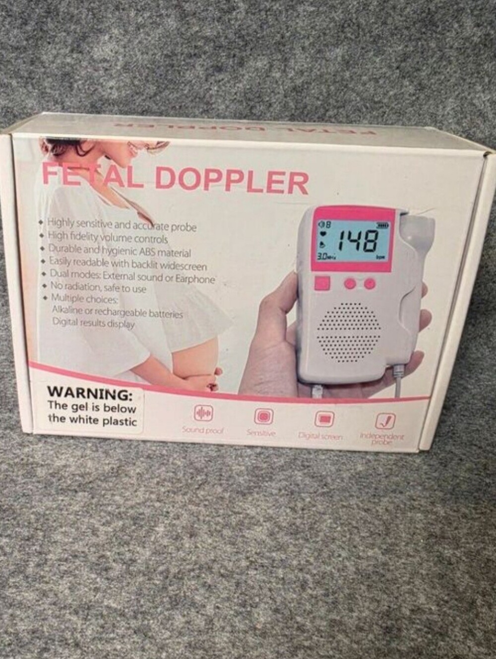 Fetal Doppler Monitor - White with Pink Accents